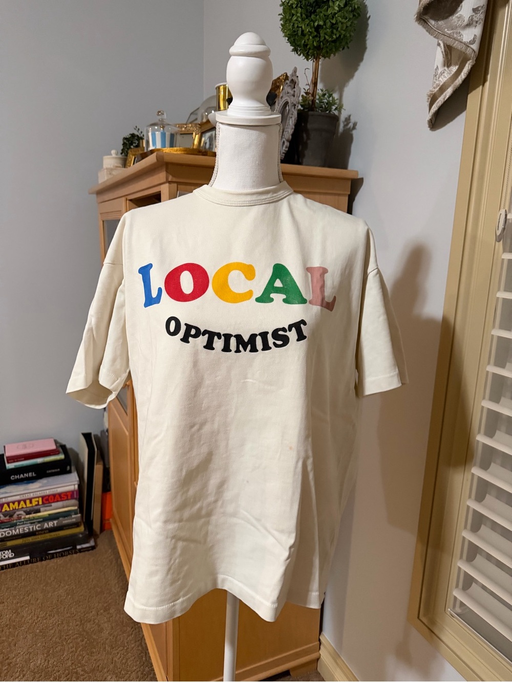 Madhappy Local Optimist Multicolor Cream Graphic T-Shirt Size Medium